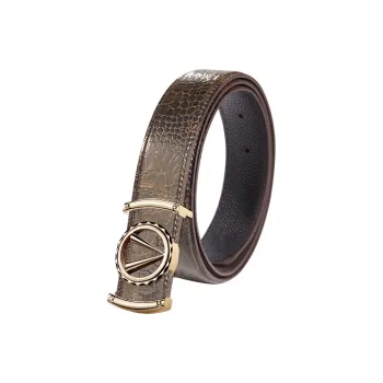 LUCKY LION Automatic Buckle Crocodile Pattern Belt Casual Cow Split Leather Belts Men's