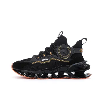 VIDORY ANGEL Height Increasing Support Wear-Resistant Breathable High-Top Casual Shoes Men's Black Orange