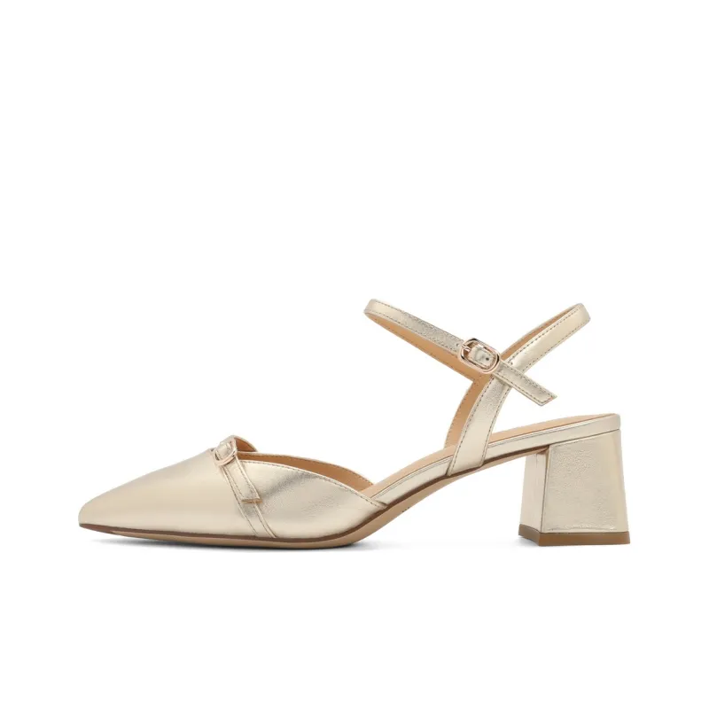 BELLE Casual Single Shoes 5CM Women's Apricot Beige Silver Gold-8