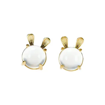 Artisan Lock Heart Jade Chalcedony Alloy Jade Stud Earrings Women's Chalcedony