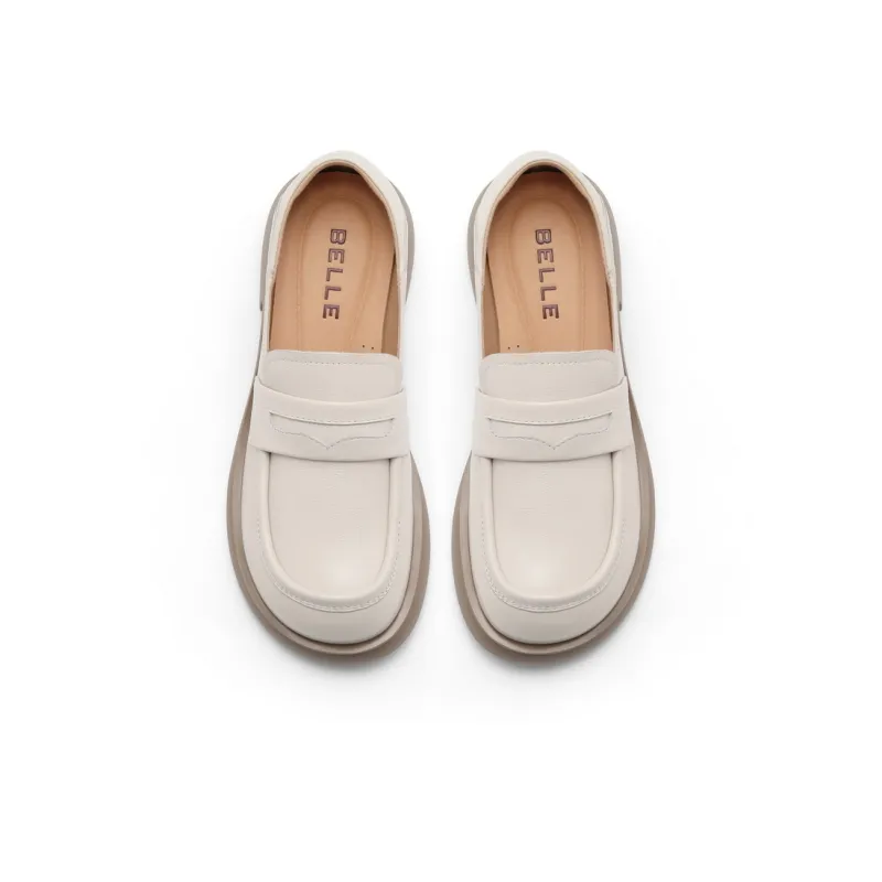 BELLE Loafers 3.5CM Women's Black Beige Brown-14
