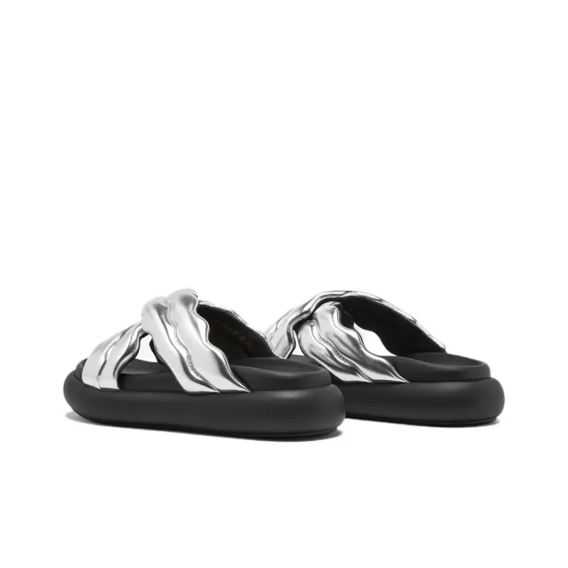 BASTO Slide Slippers Women's White/Black/Silver-12