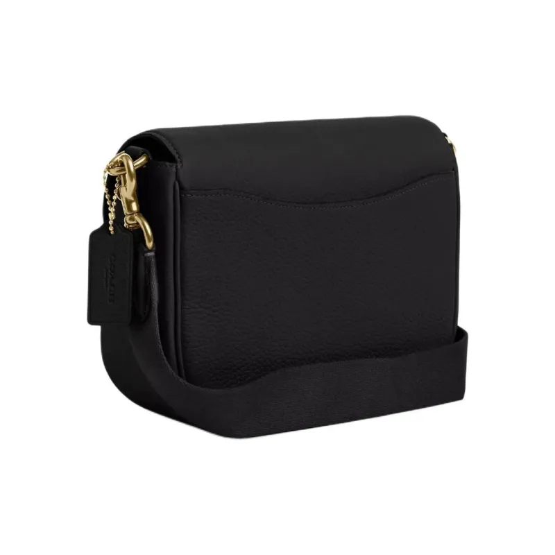 COACH Amelia Soft Pebbled Leather Saddle Bag, Shoulder Bag, Crossbody Bag Medium Size Women's Black-2