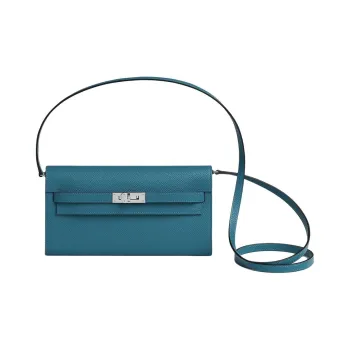 HERMES Kelly Epsom Calfskin Crossbody Bag Shoulder Bag Women's D2 NEW BLEU JEAN Denim Blue
