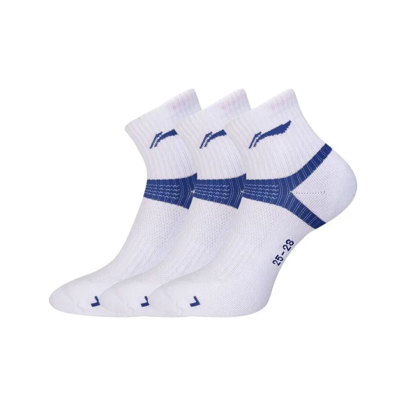 LiNing Badminton Series Mid Calf Socks Unisex Combo Set White Blue-1