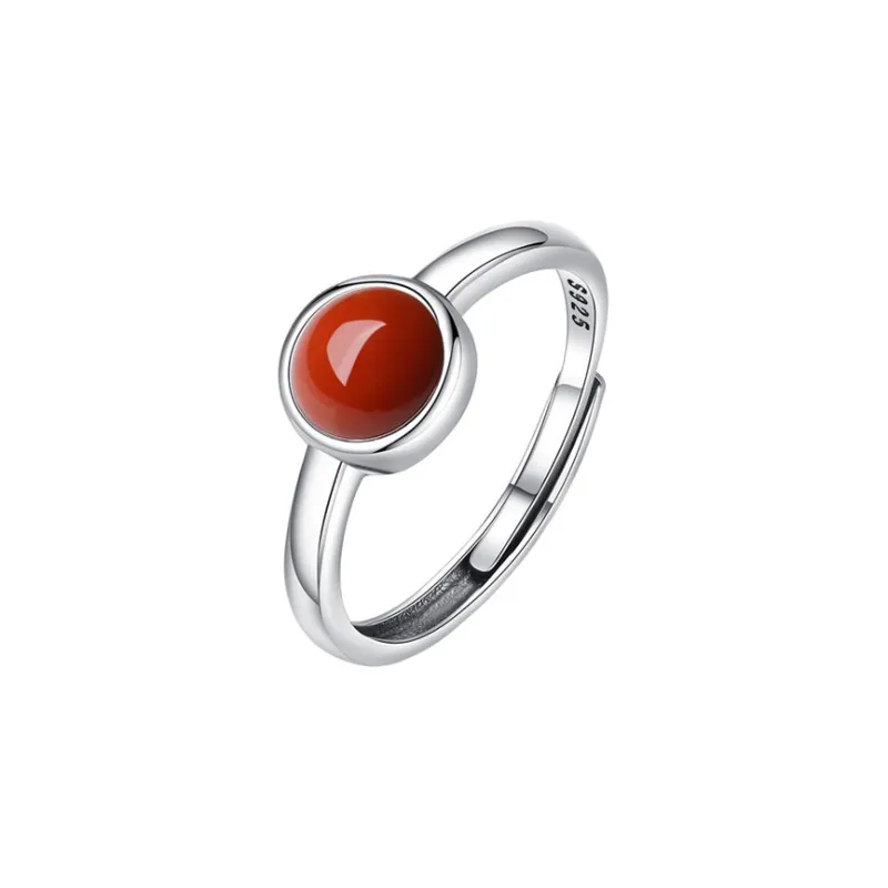 Xiaoyinjiang 925 Sterling Silver Jade Rings Women's Agate-0