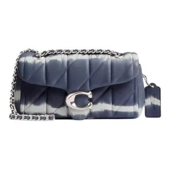 COACH Tabby Nappa Leather Shoulder Bag Crossbody Bag Small Size Women's Silver & Midnight Navy Multicolor