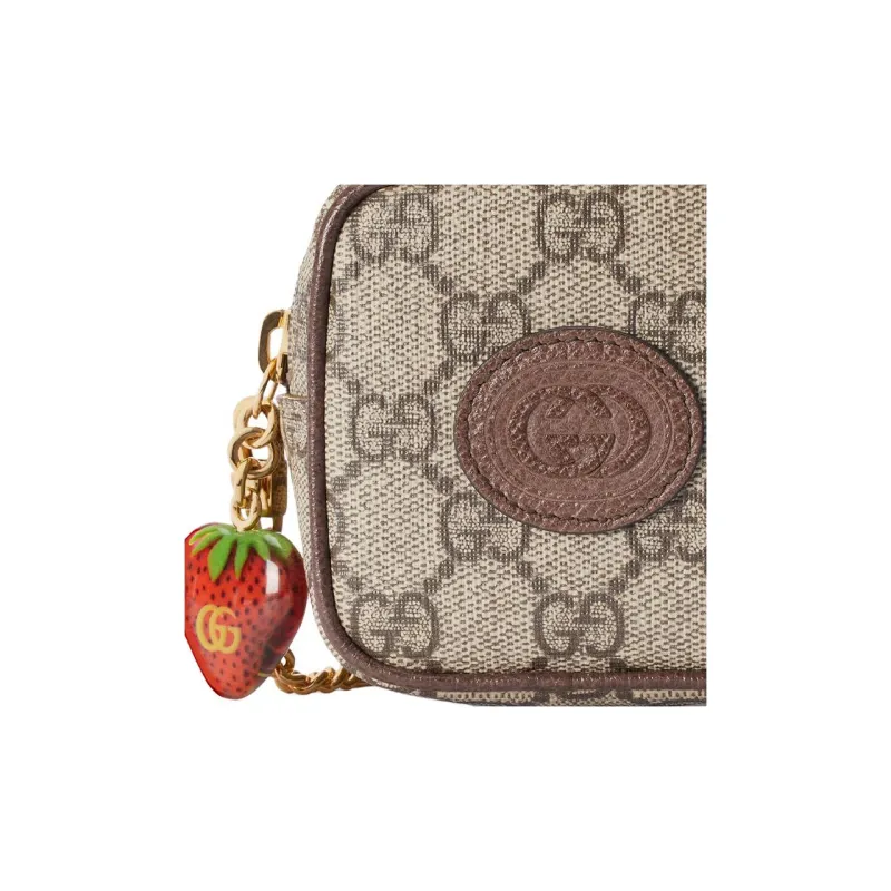 GUCCI Canvas With Leather Box Bag Wallet Coin Purse Women's Brown-9