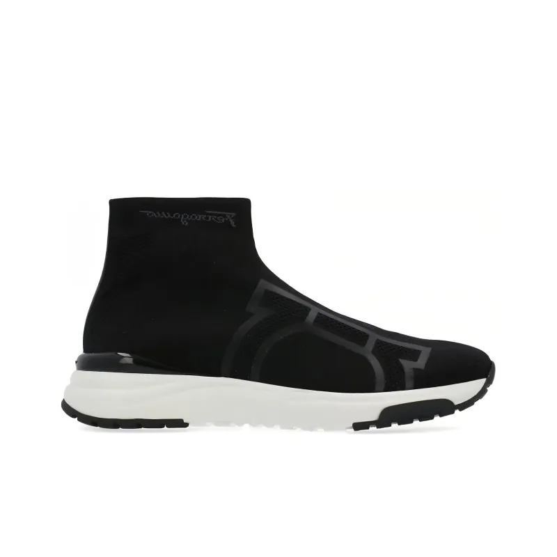 FERRAGAMO GANCINI Cushioned Anti Slip And Wear Resistant Lightweight High Top Sports Casual Shoes Men's Black-1
