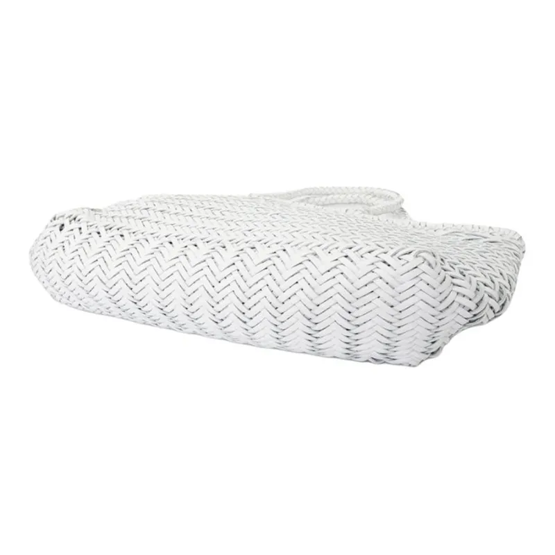 Dragon Diffusion Smooth Buffalo Leather Basket Handbag Tubas Women's White-4