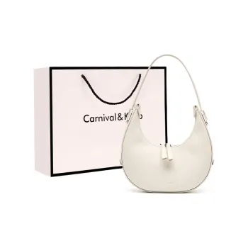 Carnival Keep Cow Leather Crescent Bag Handheld Bag Handbag Shoulder Bag Shoulder Bag Women's Ecru/Black/Coffee