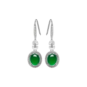 Best Wishes Chalcedony Jade Earrings Unisex