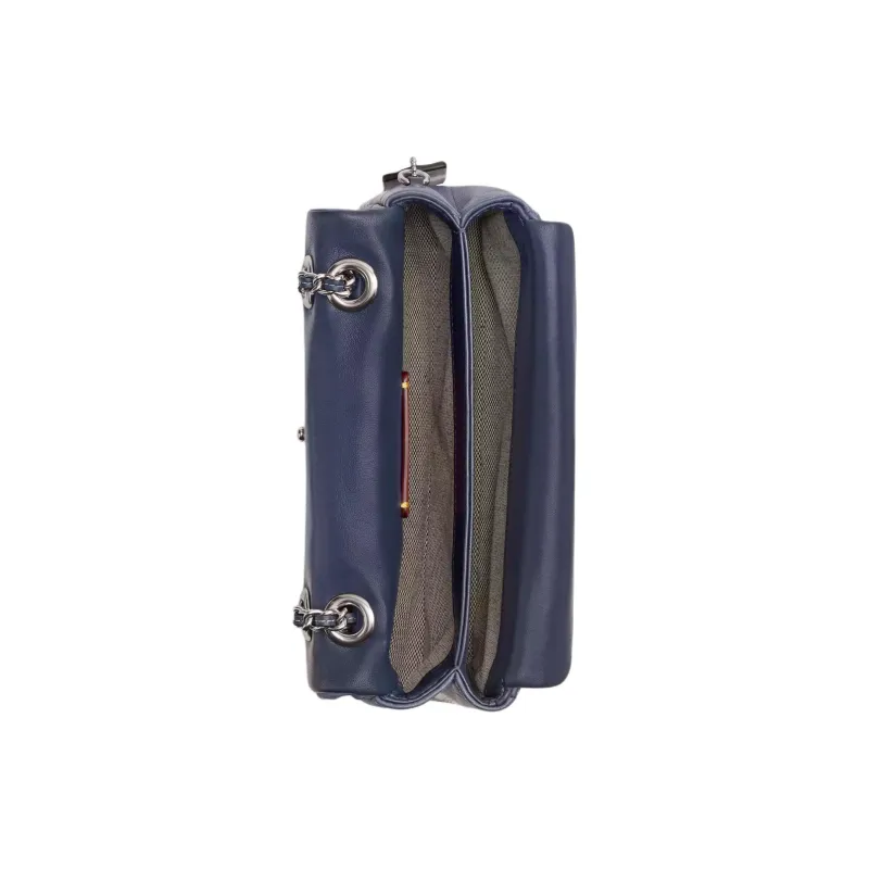 COACH Tabby Nappa Leather Shoulder Bag, Crossbody Bag Trumpets Women's Silver & Midnight Marine Blue Multicolor-3