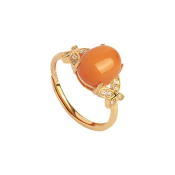 CHIC ZONE Beeswax 925 Sterling Silver Fine Jade Rings Women's