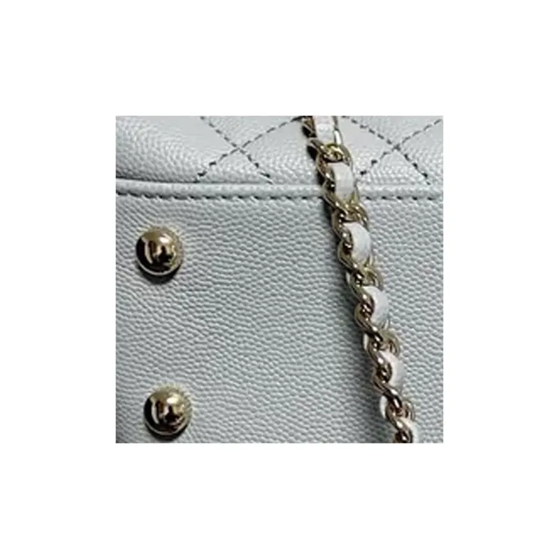 CHANEL Coco Handle Grain Embossed Cow Leather Shoulder Bag, Crossbody Bag, Handbag Trumpets Women's Gray-4