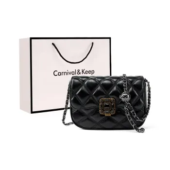 Carnival Keep Cow Leather Small Square Bag Shoulder Bag Regular Women's Black/Havana