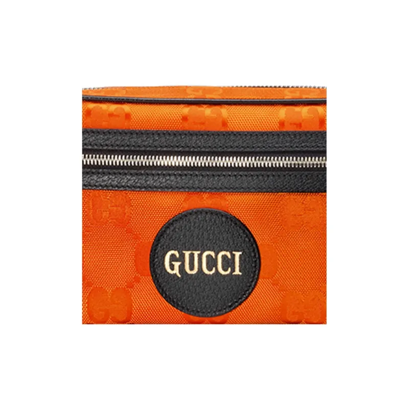 GUCCI Nylon Fabric With Leather Sling Bag Fanny Pack Unisex Orange-7