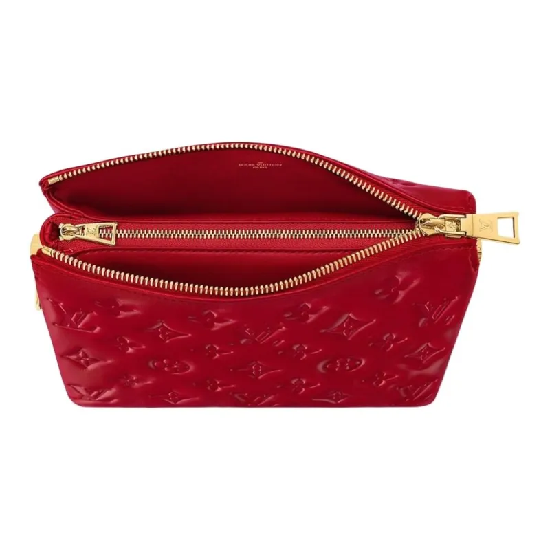 LOUIS VUITTON Sheepskin And Leather Pillow Bag Chain Handbag Shoulder Bag Crossbody Bag Small Size Women's Nautical Red-3