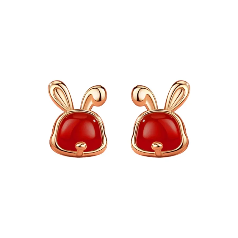Hurry That Year Agate Stud Earrings Women's-0