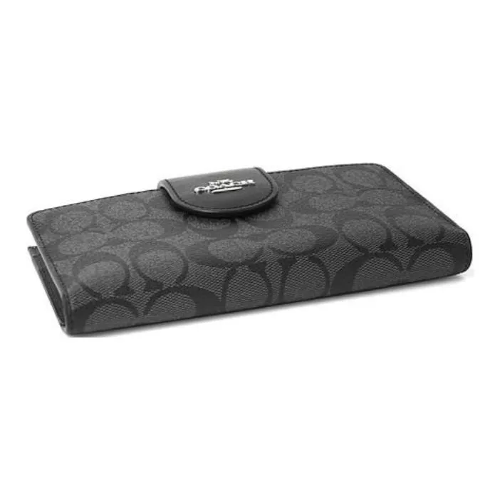 COACH Tech Wallet Coated Canvas With Smooth Leather Document Bag, Card Holder, Wallet Men's Black-4