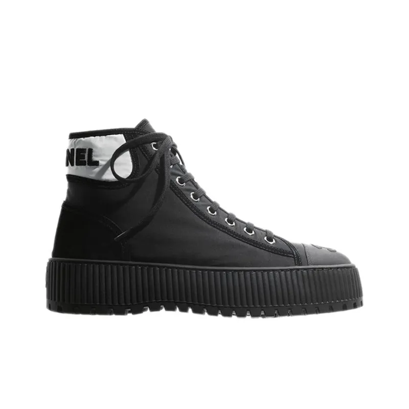 CHANEL High Top Stylish Skateboarding Shoes Women's Black-1