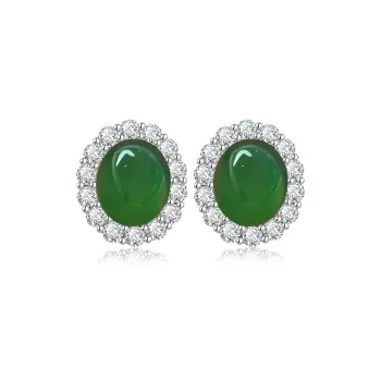 COISE Chalcedony Jade Stud Earrings Women's