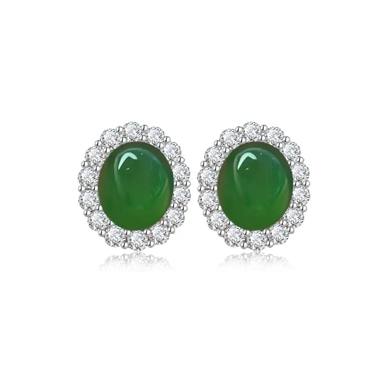 COISE Chalcedony Jade Stud Earrings Women's-0