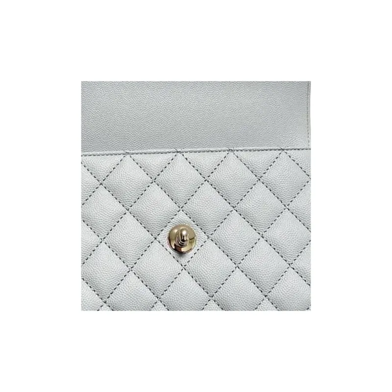 CHANEL Coco Handle Grain Embossed Cow Leather Shoulder Bag, Crossbody Bag, Handbag Trumpets Women's Gray-3