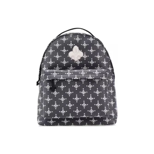 Palladium Backpacks Black Base With Yellow Iris Flower All Over Print