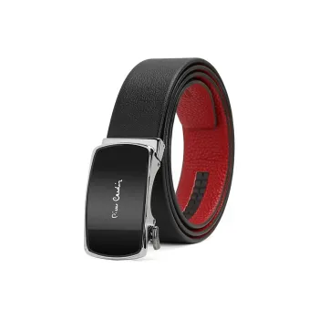PIERRE CARDIN Top Grain Cow Leather Belts Men's Black 3.5cm