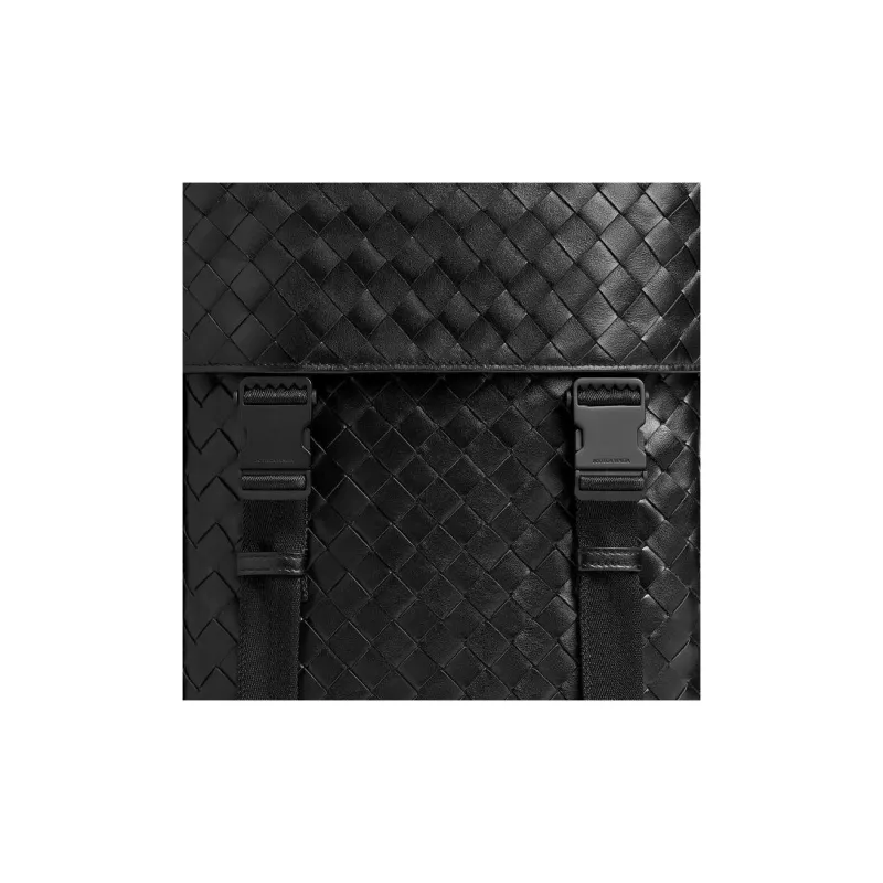 Bottega Veneta Intrecciato Calfskin Backpack Men's Black & Matte Black-4