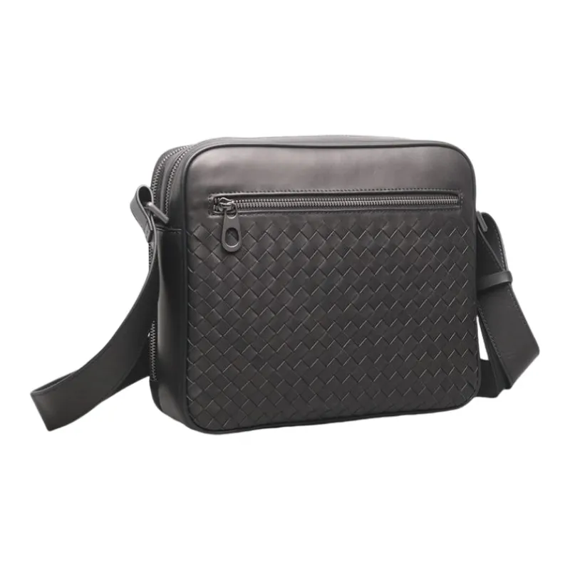 CMLZIUA Top Grain Cow Leather Shoulder Bag Unisex Black-4