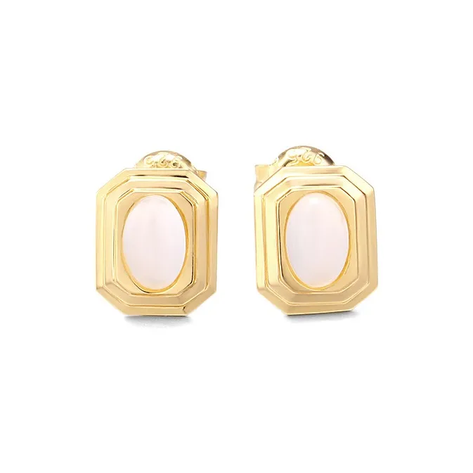 Liuzhen Hall Chalcedony Jade Stud Earrings Women's-1