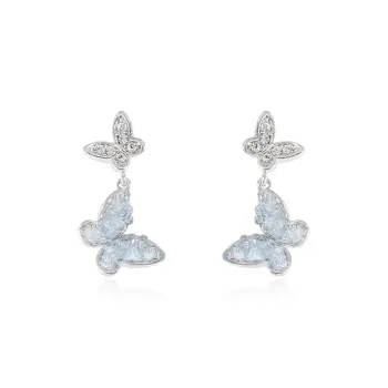 HOLLY RYAN Crystal Refreshing Lively Romantic Fringe Butterfly Hoop Earrings Women's