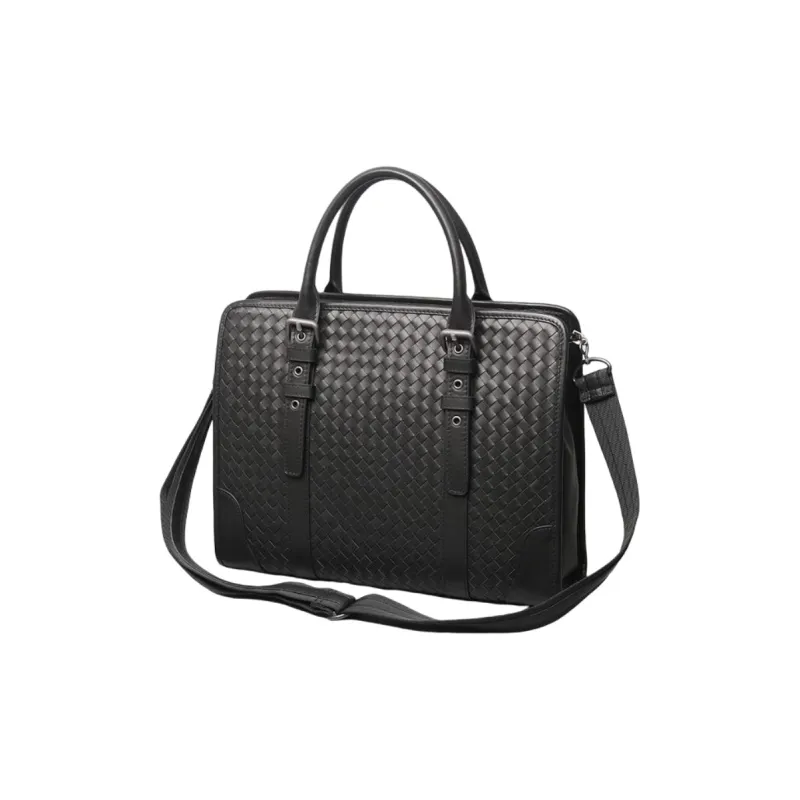 CMLZIUA Top Grain Cow Leather Shoulder Bag, Crossbody Bag, Handbag Unisex Black-1