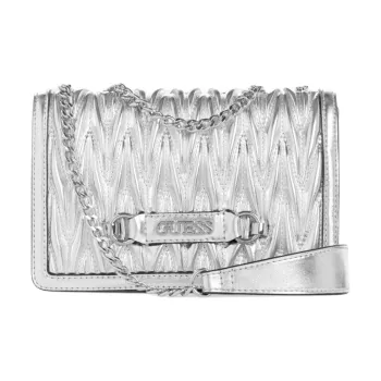 GUESS Artificial Leather Portable Crossbody Bag Shoulder Bag Women's Metallic Silver