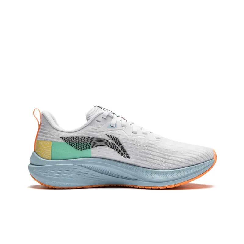 LiNing Red Hare 7 Cushioning, Slip Resistant, Lightweight Low Top Sprint Running Shoes Women's Standard White green-1