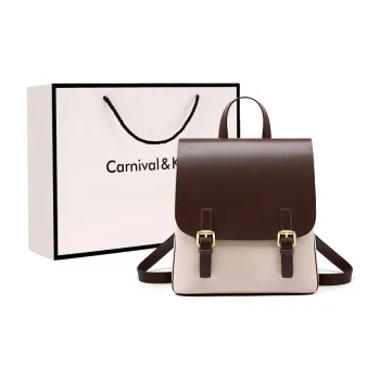 Carnival Keep Cow Leather Backpack Regular Women's Ecru/Caramel