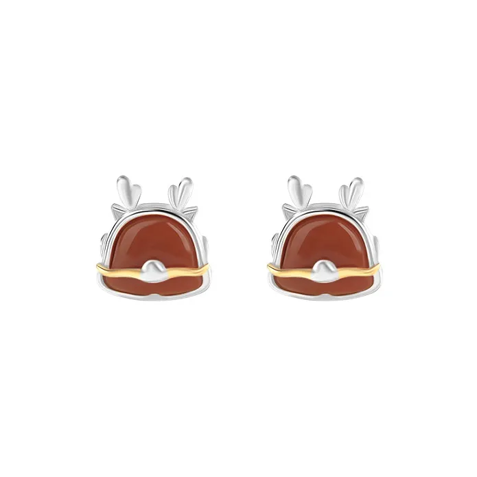 Xiaoyinjiang Agate Stud Earrings Ear Ornaments Jade Ear Ornaments Women's-7