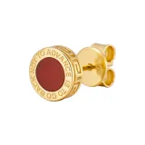 Gold Red Coral Stud Earrings, Single