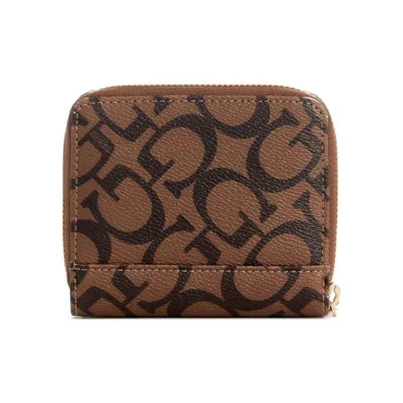 GUESS Coated Canvas Card Holder Wallet Small Size Unisex Dark Brown-1