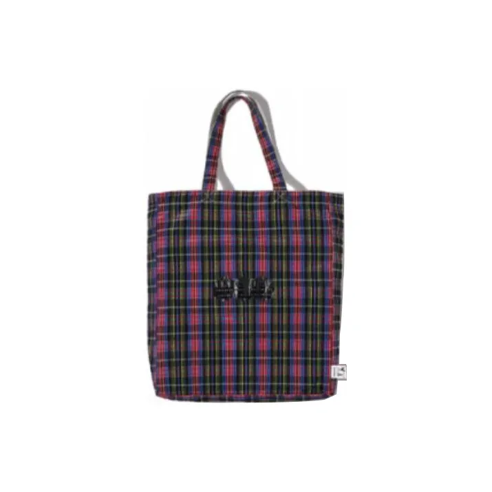 TYAKASHA Fabric Tote Bag Shopping Bag Shoulder Bag Handbag Large Size Unisex Red Black Plaid-1