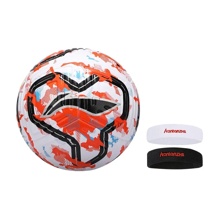 LiNing Size 5 Soccer TPU Seamless Thermal bonding Unisex White Orange Blue-6