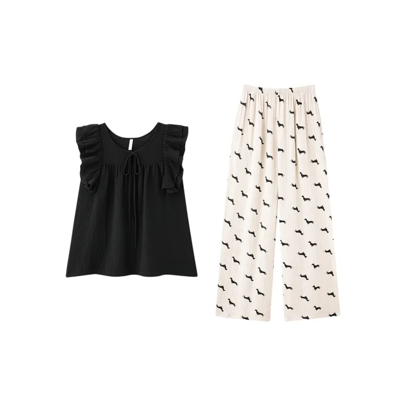 Tianmicat Pajama Set Women's Classic Black-0