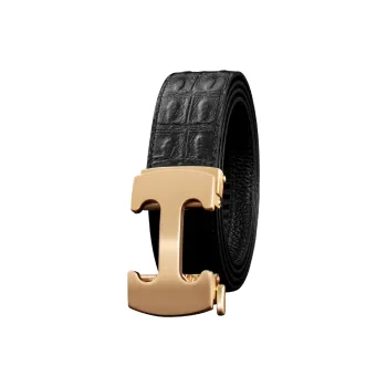 LUCKY LION Genuine Leather Crocodile Pattern Automatic Buckle Leather Belts Men's