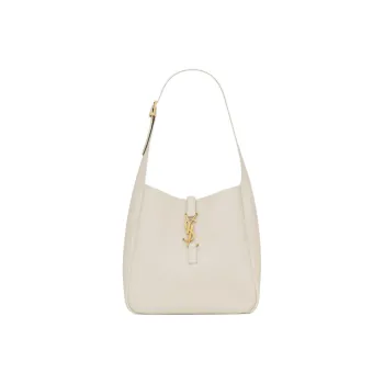 SAINT LAURENT LE5A7CASSANDRE Grain Leather Handbag, Shoulder Bag Small Size Women's Vintage White
