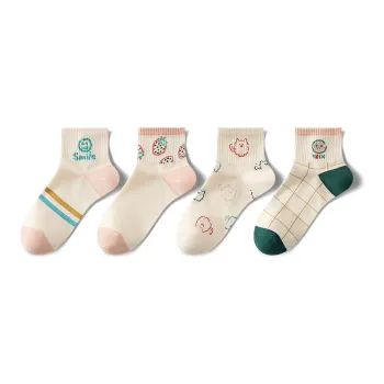 NAIER Ankle Socks Women's 4 Pack Pink Strawberry