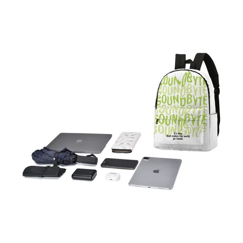 ONRF × SOUNDBYTE Collaboration Polyester Students Backpack Laptop Bag Regular Unisex White-3
