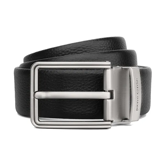 PIERRE CARDIN Top Grain Cow Leather Belts Men's Black 3.8cm-0
