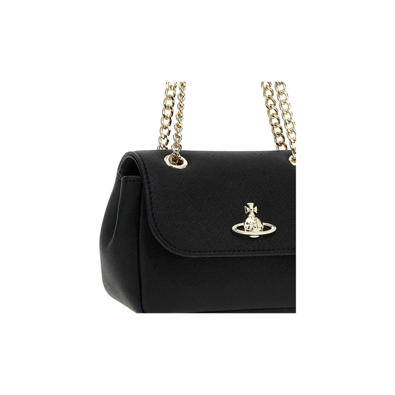 Vivienne Westwood Saffiano Leather Shoulder Bag Crossbody Bag Women's Black-2